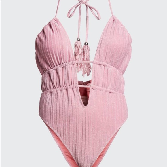 RAMY BROOK Marta Strapless Metallic One Piece Swimsuit In Pink - Picture 2 of 16